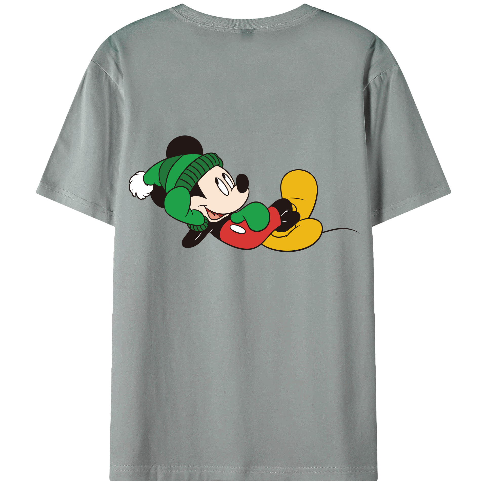 ミッキーマウス Mickey Mouse 綿100％ メンズ半袖Tシャツ（バックプリント） 通気性
